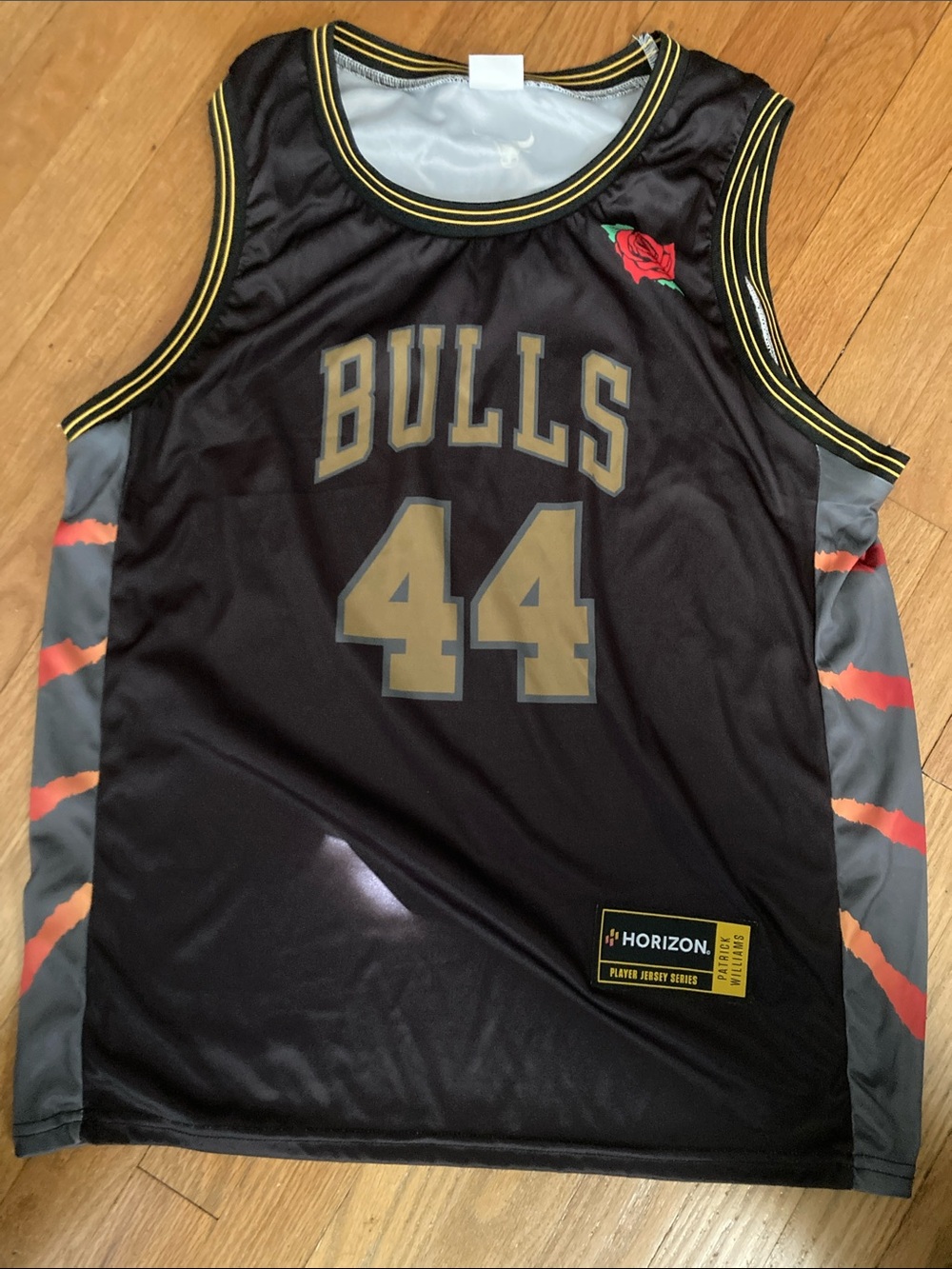 Chicago Bulls #44 Black Basketball Jersey with Rose Patch. Patrick Williams